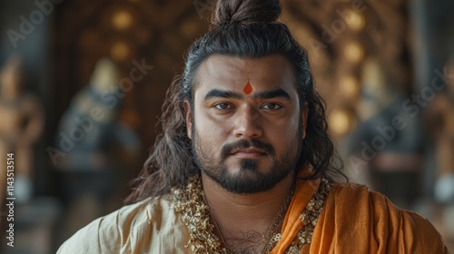 Cultural Heritage Portrait of South Asian Man in Ceremonial Attire photo