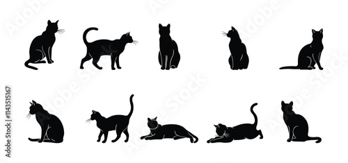 a collection of black cat silhouettes in various dynamic and relaxed poses 3.eps