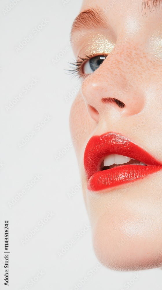 Obraz premium Festive Glamour Close-Up of Woman with Christmas Makeup in Soft Light