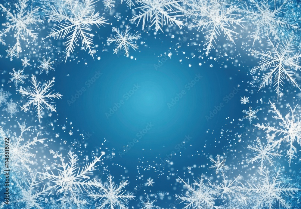 Beautiful Winter Background with Sparkling Snowflakes and Frost Patterns on a Soft Blue Gradient, Perfect for Holiday Cards and Seasonal Designs Beautiful Winter Background with Sparkling Snowflakes and Frost Patterns on a Soft Blue Gradient, Perfect for Holiday Cards and Seasonal Designs