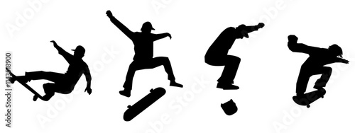 Skateboarding Silhouette Illustration. hobbies and sports. vector design.