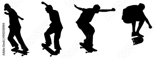 Skateboarding Silhouette Illustration. hobbies and sports. vector design.