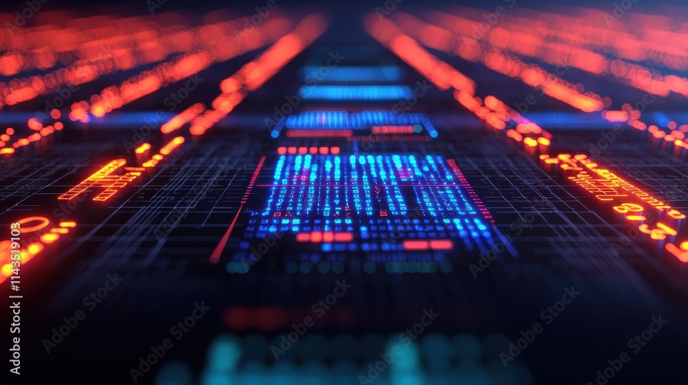 Abstract Digital Background with Glowing Neon Lines and Patterns Abstract Digital Background with Glowing Neon Lines and Patterns