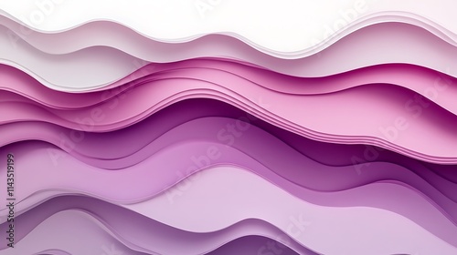 Wavy softly shaded layered paper abstract digital artwork minimal style. AI Generated