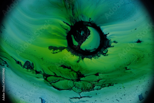 Bright green and black liquid contrasts
