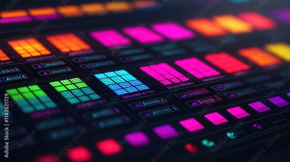 Vibrant Colorful Digital Interface with Various Graphic Elements Vibrant Colorful Digital Interface with Various Graphic Elements