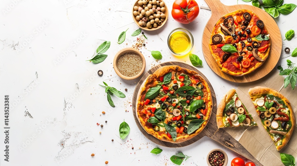 The Tempting Pizza for Vegetarian and Vegan on White Background: A Wholesome and Flavorful Option for All. The Tempting Pizza for Vegetarian and Vegan on White Background: A Wholesome and Flavorful Option for All.