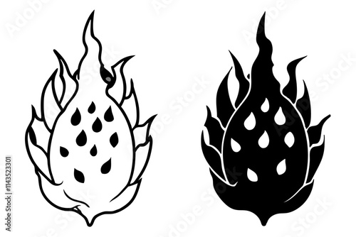 dragon fruit silhouette vector illustration.