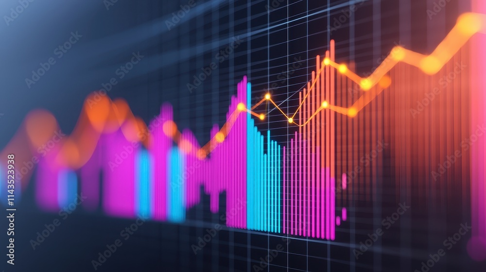 Fototapeta premium Colorful Financial Data Visualization with Graphs and Lines