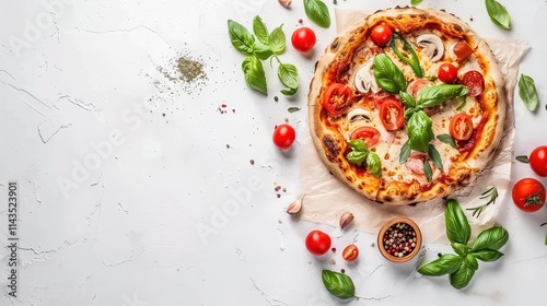 The Tempting Pizza for Vegetarian and Vegan on White Background: A Wholesome and Flavorful Option for All.