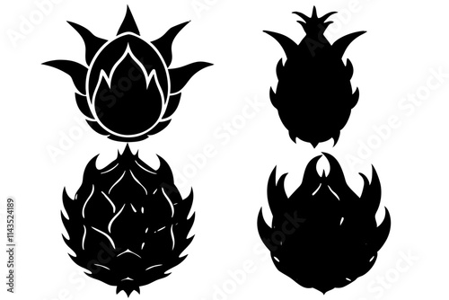 dragon fruit silhouette vector illustration.