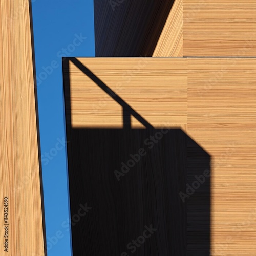 A geometric shadow cast by a street sign often forming a rectang wood concrete design wood design concrete architecture wall floor modern photo