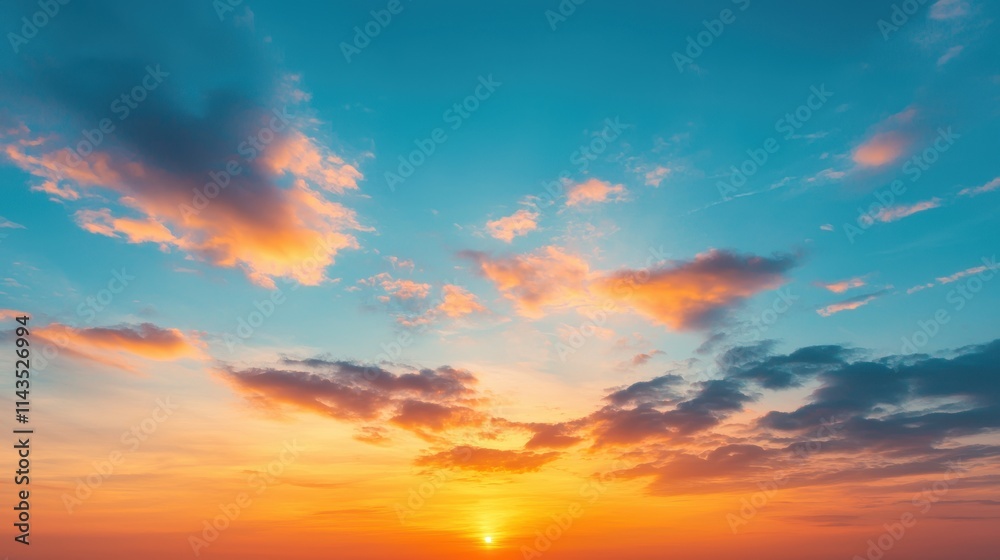 Breathtaking Sunset Sky with Vibrant Colors and Fluffy Clouds Breathtaking Sunset Sky with Vibrant Colors and Fluffy Clouds