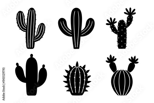 A different Cactus vector silhouette