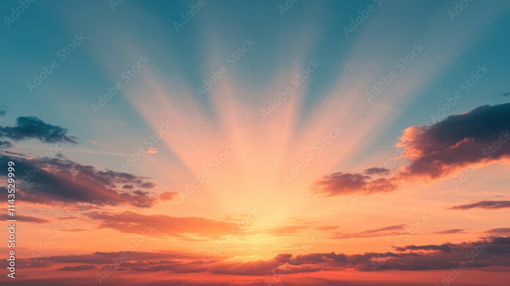 Beautiful Sunrise with Colorful Sky and Radiant Rays of Light Beautiful Sunrise with Colorful Sky and Radiant Rays of Light