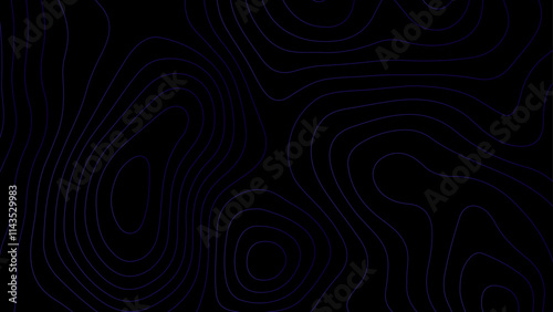 Abstract white on black background Topographic line map pattern. Abstract gold lines on dark background with wavy pattern	