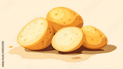 Group of Potatoes Digital Vector Art, Flat Style Illustration. AI Generated