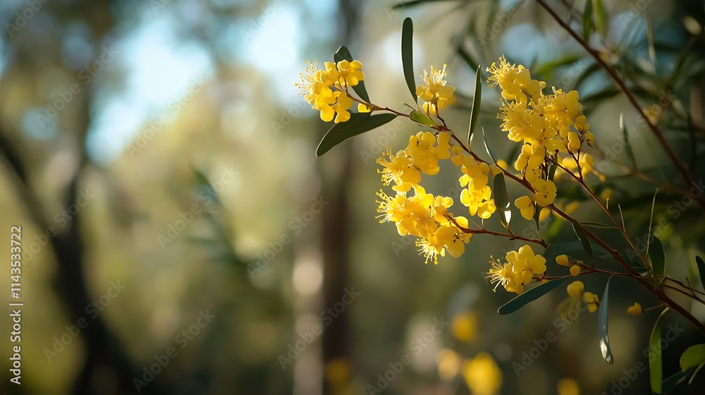 Golden flowers softly bloom outdoors wide shot photo.. AI Generated Golden flowers softly bloom outdoors wide shot photo.. AI Generated