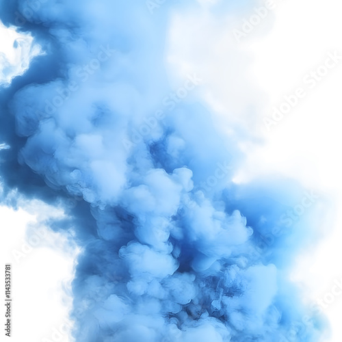 Abstract Blue Smoke Clouds Against a White Background