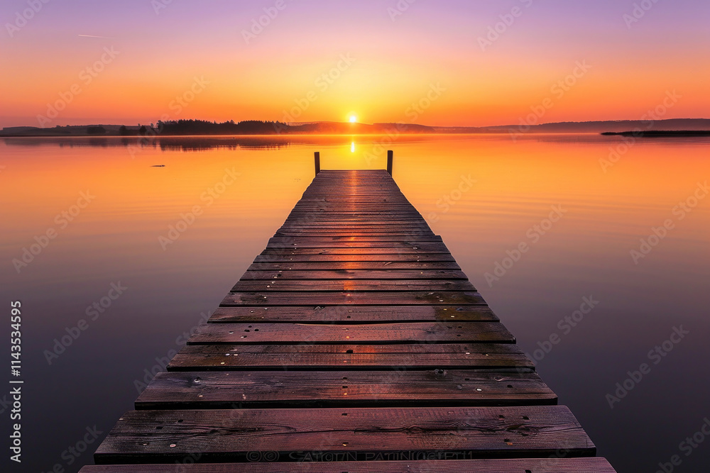 Fototapeta premium Serene Lakeside Sunset