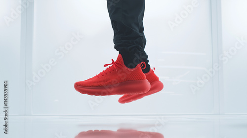 Red Sneakers in Mid-Air: A ...