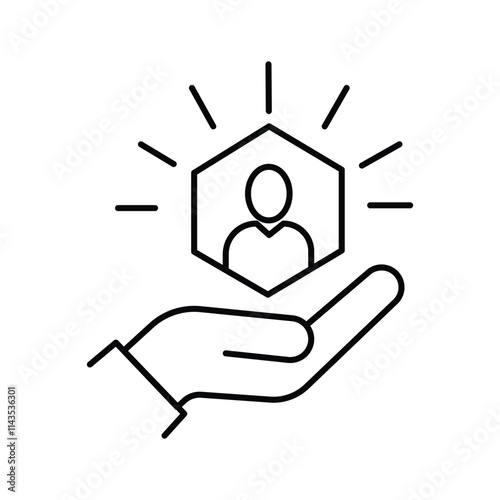customer care icon with thin line hands. simple linear trend human resource logotype graphic stroke design.