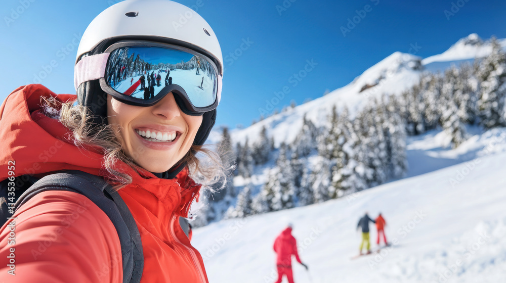 Arab woman snowboarding with helmet and goggles at slope snow mountain Arab woman snowboarding with helmet and goggles at slope snow mountain