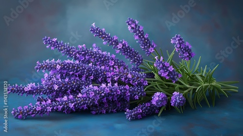 Colorful bouquet of purple lavender flowers, cut-out design 