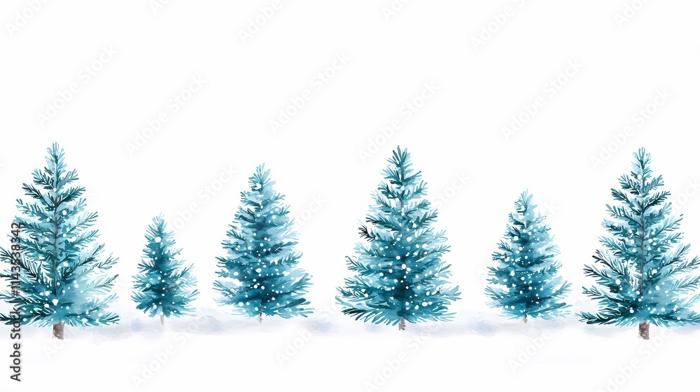 Fototapeta premium Winter Wonderland Background with Snowy Blue Christmas Trees
