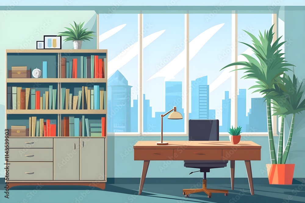 interior of a room silhouette vector art illustration open and lighting white modern office panoramic vision. front view. flat vector art illustration interior of a room silhouette vector art illustration open and lighting white modern office panoramic vision. front view. flat vector art illustration