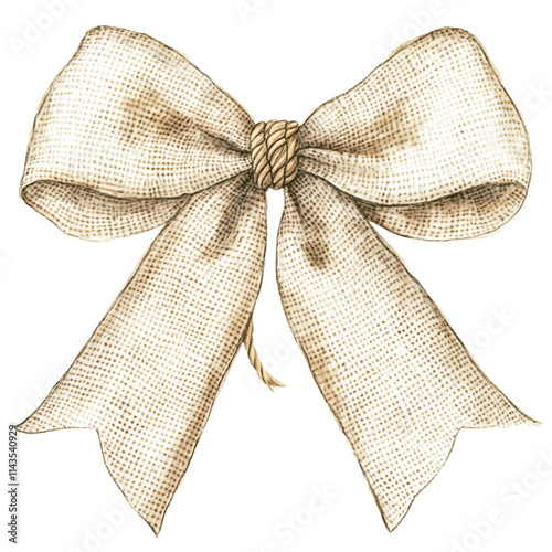 Rustic christmas bow decoration festive atmosphere clipart design burlap background artistic view seasonal charm