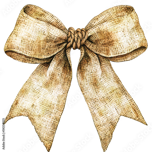 Rustic christmas bow clipart displaying burlap texture holiday decor digital art cozy environment close-up view festive concept