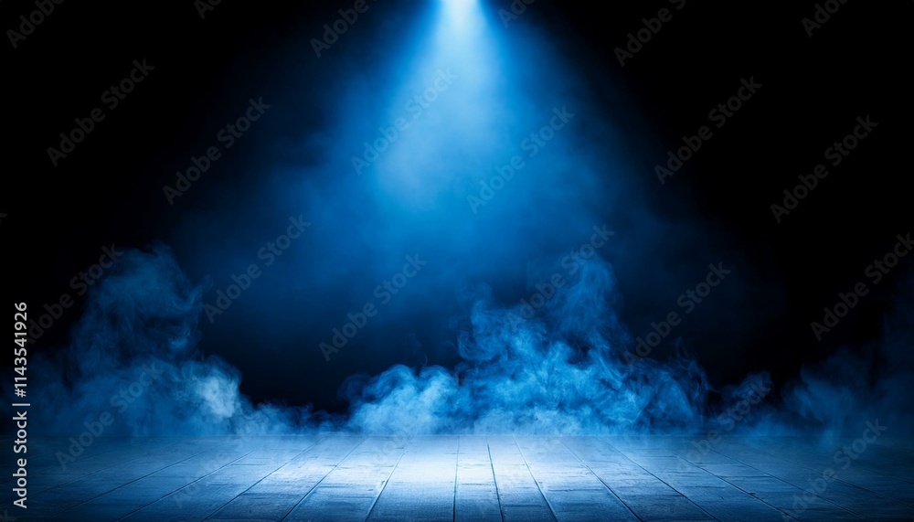 青い煙とスポットライトの光. Blue Smoke and Spotlight Beams. AI generated. 青い煙とスポットライトの光. Blue Smoke and Spotlight Beams. AI generated.