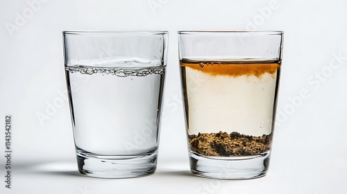 Sedimentation Experiment: Clear vs. Cloudy Water Comparison. AI Generated