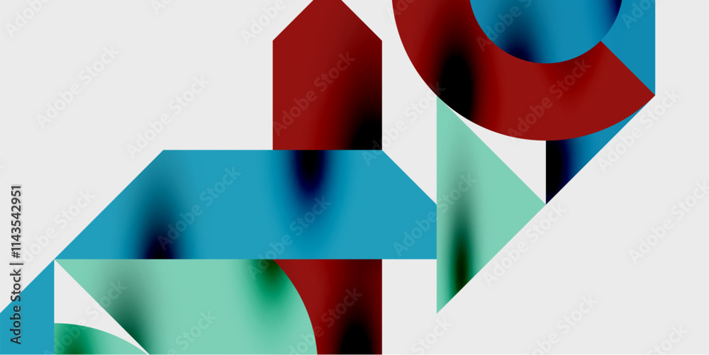 Fototapeta premium Modern abstract background featuring circles, lines, and triangles in a dynamic geometric composition. Perfect for stylish, tech, or creative-themed designs