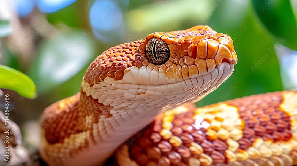 A Closeup Of A Beautiful Orange And White Snake A Closeup Of A Beautiful Orange And White Snake