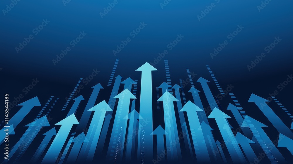 Blue Arrows Ascending Towards Success and Growth Blue Arrows Ascending Towards Success and Growth