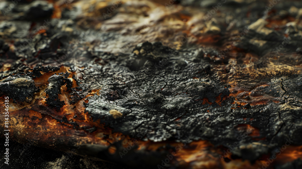Burnt sourdough crust, deep char, close-up showing texture, cozy kitchen ambiance, warm earthy tones Burnt sourdough crust, deep char, close-up showing texture, cozy kitchen ambiance, warm earthy tones