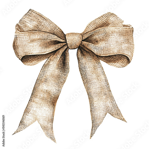 Festive rustic christmas bow decoration home clipart burlap texture close-up view holiday spirit and cheer