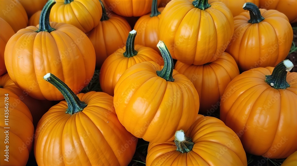 A Bountiful Harvest: A Close-Up View of Vibrant Orange Pumpkins, Autumn's Golden Jewels A Bountiful Harvest: A Close-Up View of Vibrant Orange Pumpkins, Autumn's Golden Jewels