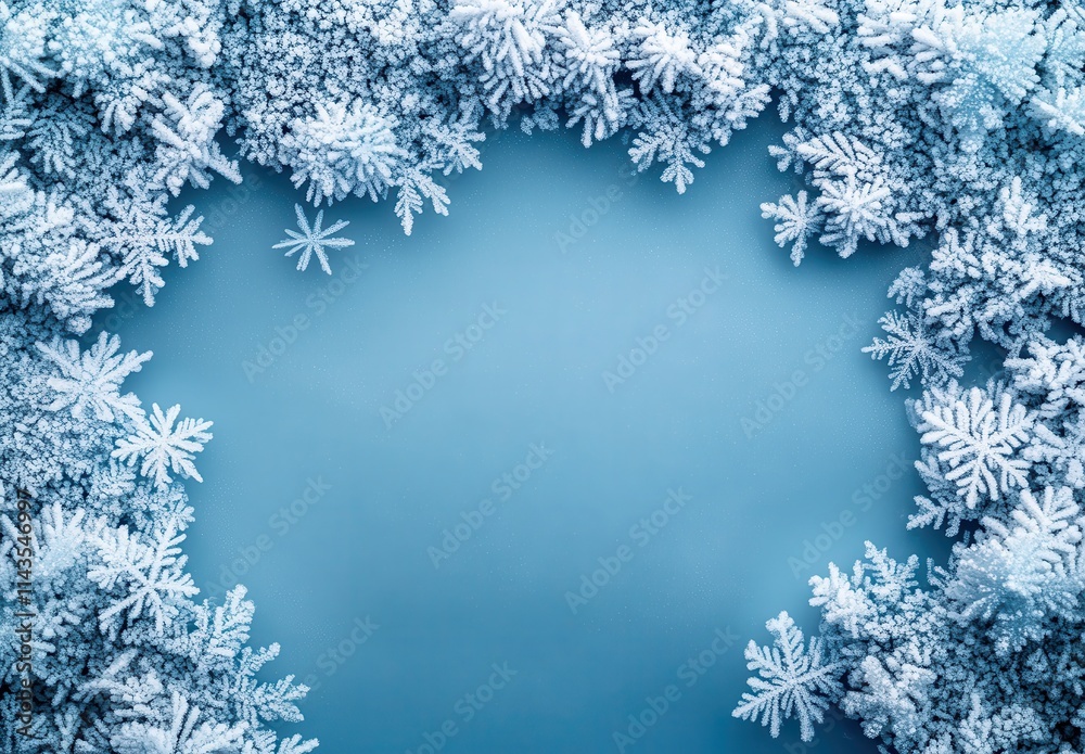 Snowflakes Border on Soft Blue Background for Seasonal Themes, Holiday Celebrations, Winter Decorations, and Creative Crafts and Designs Snowflakes Border on Soft Blue Background for Seasonal Themes, Holiday Celebrations, Winter Decorations, and Creative Crafts and Designs