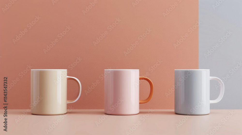 Clean and modern mug mockup, blank surface with soft shadows, ideal for minimal branding Clean and modern mug mockup, blank surface with soft shadows, ideal for minimal branding
