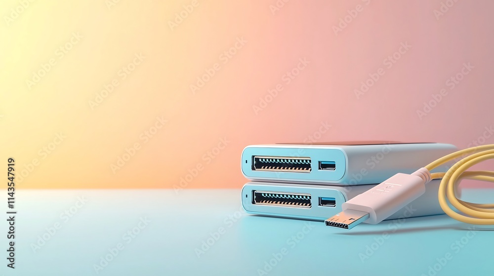 Bright and Sleek USB to Ethernet Adapter Placed on Neutral Background with Soft Lighting Showcasing the Connectivity Device for Data Transfer and Network