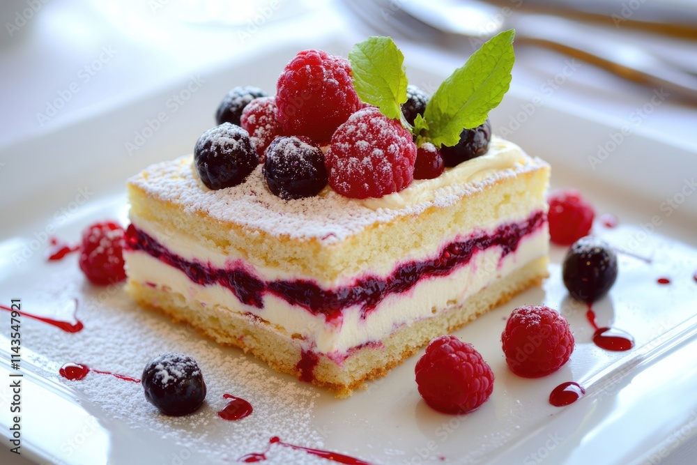 Luscious Creamy Delight: Indulgent Dessert Topped with Fresh Berries for a Wholesome Sweet Treat Luscious Creamy Delight: Indulgent Dessert Topped with Fresh Berries for a Wholesome Sweet Treat