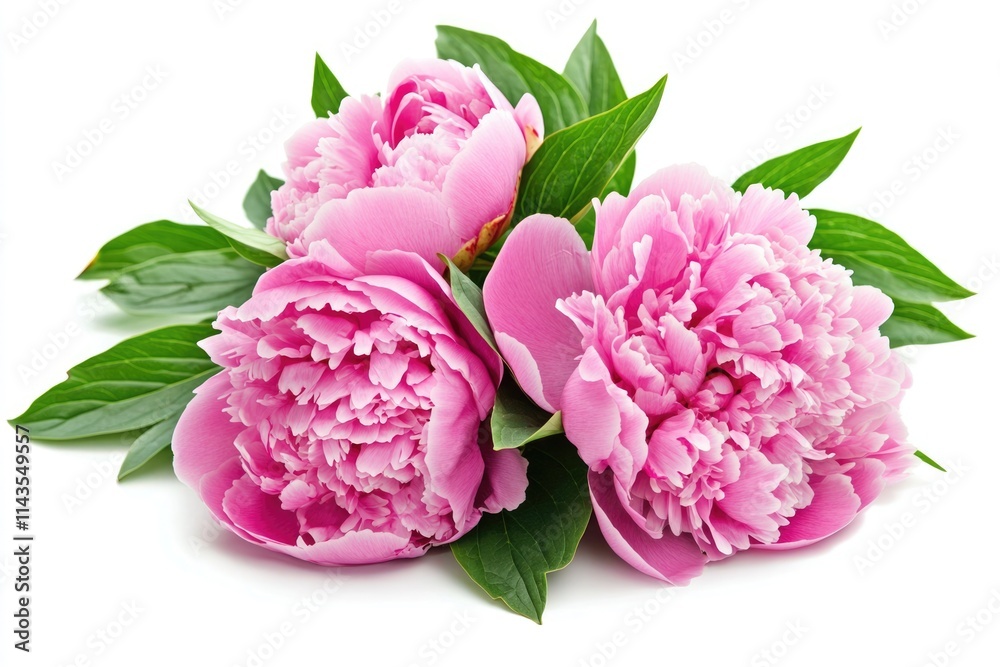 Lush Pink Peony Blossoming Against a Bright White Backdrop Lush Pink Peony Blossoming Against a Bright White Backdrop