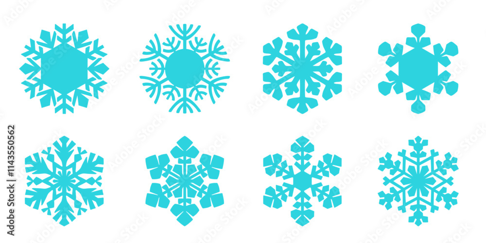 Snowflakes blue line art vector icon set. Snowflake isolated silhouette collection. Winter and Christmas holiday symbol. Decorative vector element for winter and Christmas design Snowflakes blue line art vector icon set. Snowflake isolated silhouette collection. Winter and Christmas holiday symbol. Decorative vector element for winter and Christmas design