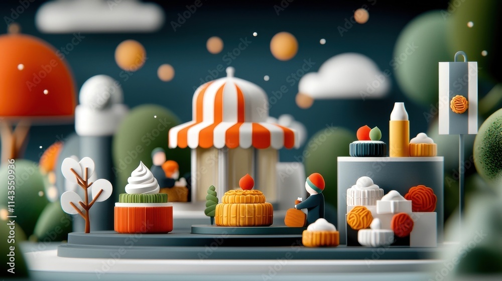 Whimsical Miniature Dreamscape with Vibrant Colorful Futuristic Buildings and Decorative Scaled Elements Imaginary and fantasy inspired digital or 3D rendering featuring a stylized Whimsical Miniature Dreamscape with Vibrant Colorful Futuristic Buildings and Decorative Scaled Elements Imaginary and fantasy inspired digital or 3D rendering featuring a stylized