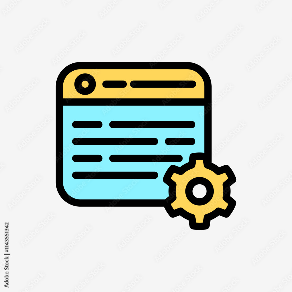 Icon Line Color gear setting web browser. Technology and system concept, Outline Fill Color style. Icon Line Color gear setting web browser. Technology and system concept, Outline Fill Color style.
