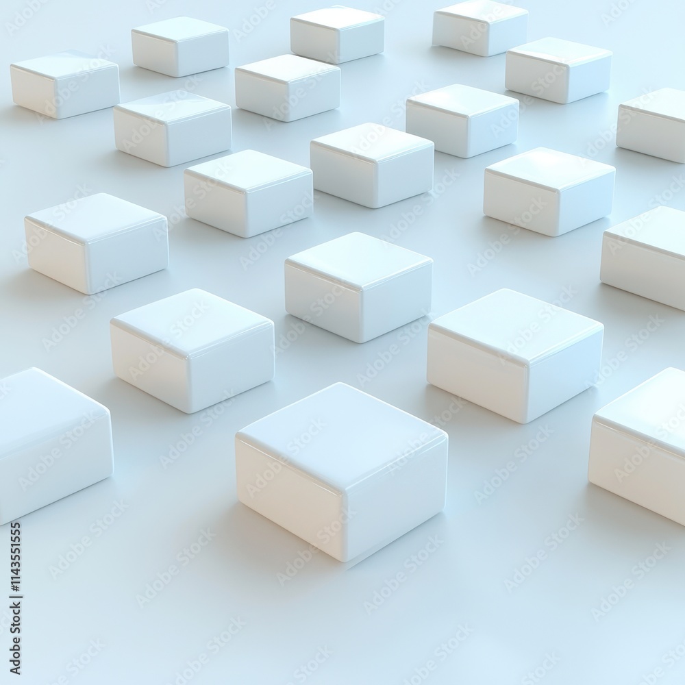 Minimalist White Cubes on a Soft Light Background for Modern Design Minimalist White Cubes on a Soft Light Background for Modern Design