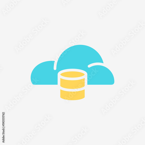 Flat Icon Cloud system and storage database. Technology and system concept, Flat Colorful style.